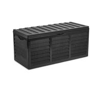 Gr8 Garden 320 Litre Black Plastic Storage Box Lid Patio Shed Utility Cushion Chest Wooden Fence Panel Effect Large Truck Indoor Outdoor Furniture