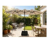 Gr8 Garden 4.6M Patio Parasol Large Double Sided Garden Umbrella Crank Handle Base Beige