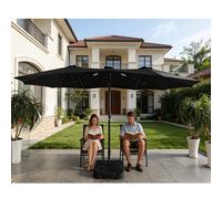 Gr8 Garden 4.6M Patio Parasol Large Double Sided Garden Umbrella Crank Handle Base Black