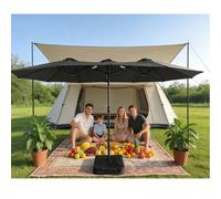 Gr8 Garden 4.6M Patio Parasol Large Double Sided Garden Umbrella Crank Handle Base Dark Grey