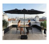 Gr8 Garden 4.6M Patio Parasol Large Double Sided Garden Umbrella Crank Handle Base Navy Blue