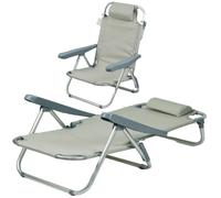 Gr8 Garden Adjustable Folding Beach Chair Sun Bed Lounger in Grey Gr8 Garden Grey