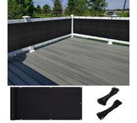 Gr8 Garden Black Patio Privacy Screen Netting Fence Balcony Sun Shade Windbreak Waterproof Screening UV Protection Panel Cover (0.9 x 5m)