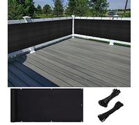 Gr8 Garden Black Patio Privacy Screen Netting Fence Balcony Sun Shade Windbreak Waterproof Screening UV Protection Panel Cover (0.75 x 3m)