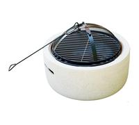 Gr8 Garden Cream 18 Inch Round MgO Fire Pit Barbecue Grill BBQ Bowl Camping Heater Burner