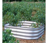 Gr8 Garden Outdoor Raised Planter Pot Metal Steel Vegetable Flower Herb Grow Bed Box (120cm x 120cm x 30cm, Square Galvanised Steel)