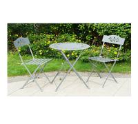 Gr8 Garden Grey Leaf 3 Pcs Metal Garden Outdoor Folding Chairs Table Bistro Furniture Set Gr8 Garden Grey
