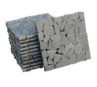 Gr8 Garden 11 Piece Flat Cut Grey Rock Stone Interlocking Floor Decking Tiles Outdoor Patio Garden Lawn Balcony Floor Play Area Deck Terrace Set
