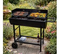 Gr8 Garden Half Barrel Dual Zone Charcoal BBQ in Black Gr8 Garden Black