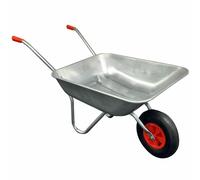 2007289 Heavy Duty 65L Galvanised Steel Wheelbarrow with Pneumatic Wheel - 80kg Capacity, Garden & DIY