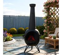 Gr8 Garden Large 130cm Tall Garden Patio Chiminea in Black Gr8 Garden Black
