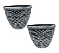 Gr8 Garden 2 x Cromarty Plant Pot Large 36cm Plastic Round Flower Planter Garden Patio Tub[White], White