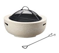 Gr8 Garden Large 55Cm Round Mgo Fire Pit Barbecue Grill Bbq Bowl Camping Heater Burner