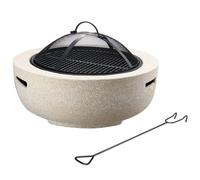 Gr8 Garden Large 55cm Round MgO Fire Pit Barbecue Grill BBQ Bowl Camping Heater Burner in Beige Gr8 Garden Beige