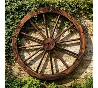 Large 90cm Wooden Garden Cart Wagon Wheel Rustic Wall Fence Decor