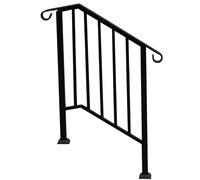 Gr8 Garden Black Metal Mobility Handrails for Outdoor 2 Steps Stairs Safety Steel Porch Deck Railing Grab Handle Bar Bannister Rail