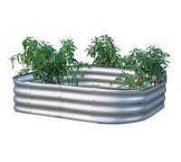 Gr8 Garden Outdoor Raised Planter Pot Metal Steel Vegetable Flower Herb Grow Bed Box (120cm x 120cm x 30cm, Square Galvanised Steel)