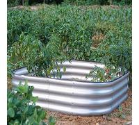 Gr8 Garden Outdoor Raised Planter Pot Metal Steel Vegetable Flower Herb Grow Bed Box (120cm x 120cm x 30cm, Square Galvanised Steel)