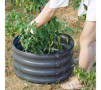 (60cm x 30cm, Round Grey Painted) Garden Outdoor Raised Planter Pot Steel Trough