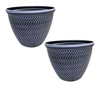 Gr8 Garden Large 36cm Plastic Round Cromarty Plant Pot Flower Planter Water Grow Tub Garden Patio Indoor Outdoor Decor (Purple, Pack Of 2)