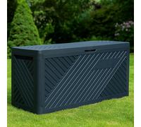 Gr8 Garden Plastic 280L Garden Storage Box Chest With Lid in Dark Grey Gr8 Garden Dark Grey