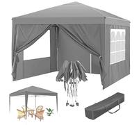 Gr8 Garden Premium Grey Pop Up Gazebo With Sides Garden Marquee Camping Tent Canopy 3X3M