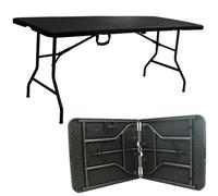 Gr8 Garden Rattan Effect Black 6ft Heavy Duty Folding Table Gr8 Garden Black