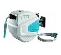 Gr8 Garden Wall Mounted Retractable Garden Hose Reel 20M + 2M Auto Rewind 180° Swivel Water Hose with Sprayer, Tap Adapters & Wall Bracket, Grey Green for Garden, Patio, Driveway & Car Washing