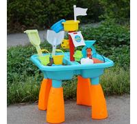 Gr8 Garden Sand Pit and Water Table Outdoor Garden Summer Beach Childrens Kids Toy Activity Play Set With Watering Can Spade Rake Moulds Accessories