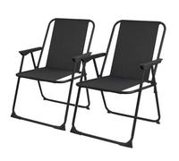 (Black Set Of 2) Outdoor Garden Camping Beach Folding Chair