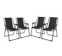 (Black Set Of 4) Outdoor Garden Camping Beach Folding Chair