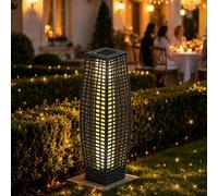 Gr8 Garden Solar Rattan Led Garden Lantern Light Grey Wicker Outdoor Path Patio Lamp Ip44