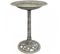 Gr8 Garden Stone Effect Plastic Pedestal Free Standing Wild Bird Bath Outdoor Garden Feeder - Grey
