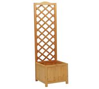 Gr8 Garden Tall Wooden Garden Planter with Trellis Square Flower Box for Climbing Plants Outdoor Patio 40x40x160cm Brown