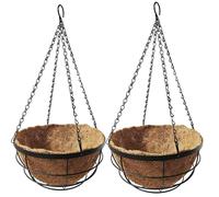 Gr8 Garden Two Pack 12 Inch Metal Hanging Baskets with Coco Liners
