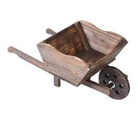 Gr8 Garden Wooden Wheelbarrow Planter Modern Garden Rustic Wood Flower Cart Wheel Barrow Ornamental Plant Pot Tub Box Basket Raised Bed Stand