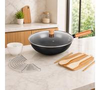 Gr8 Home 10 Piece Carbon Steel Non Stick Wok Gift Set With Lid