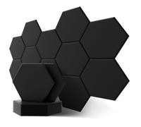 Gr8 Home 12 x Black Hexagon Self Adhesive Acoustic Wall Panels Gr8 Home Black