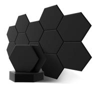 Gr8 Home Set Of 12 Black Hexagon Self Adhesive Acoustic Wall Panels Tiles Studio Home Office Sound Proofing Insulation Noise Reduction Pad