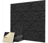 Gr8 Home 12 X Black Square Self Adhesive Acoustic Wall Panels Sound Proofing Pad Set