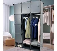 Gr8 Home 15 Cube Wardrobe Portable Interlocking Plastic Modular Closet Organiser Cabinet