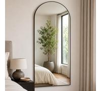 Gr8 Home 165x60cm Arched Full Length Wall Mirror, Black Aluminium Frame, Large Tall Dressing Mirror with Tempered Glass, Modern Wall Mounted Bedroom Mirror for Hallway Cloakroom Living Room Home Decor