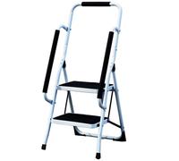 Gr8 Home 2 Step Ladder Folding Stool Non Slip Tread Steel Foldable Home Diy With Handrail