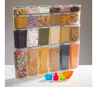 Gr8 Home 24 Piece Dry Food Storage Containers Set with Clip Seal Lock Lids Airtight Lunch Prep Plastic Clear Boxes BPA Free