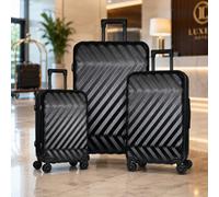 Gr8 Home 3 Piece Hard Shell Suitcase Set With Tsa Lock Cabin Medium Large Black