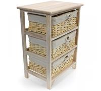 Gr8 Home 3 Tier Drawers Wooden Storage Cabinet Wicker Baskets Rack in Light Tan Gr8 Home Light Tan