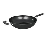 Gr8 Home 34cm Black Non Stick Carbon Steel Wok Pan with Helper Handle