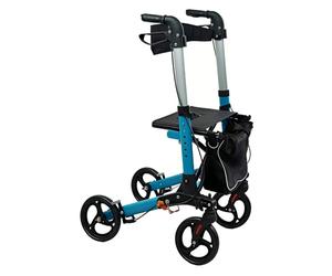 Gr8 Home 4 Wheel Rollator Walker with Seat, Lightweight Folding Mobility Aid, Adjustable Handles, Aluminium Frame, Detachable Bag, 120kg Capacity