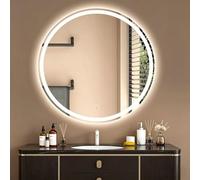Gr8 Home 60cm Round LED Bathroom Mirror with Lights, Anti-Fog, Touch Sensor, Dimmable Brightness, 3 Colour Temperatures, Backlit Illuminated Vanity Mirror