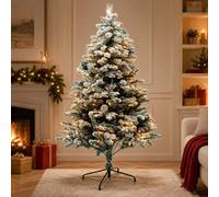 Gr8 Home 7Ft Snow Flocked Prelit Artificial Christmas Tree 300 Warm White Led Lights Xmas